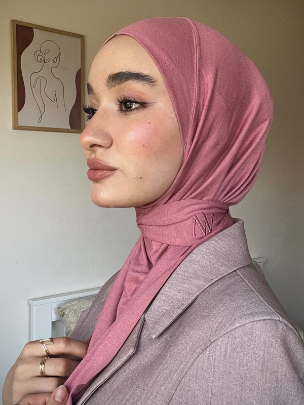 Hijab à Bande Rose